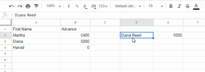 Vlookup first and last name in first name column