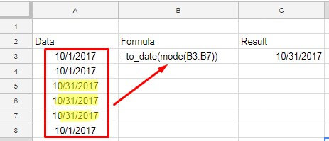 Exemple de la fonction MODE avec une date