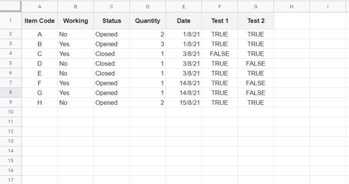 Sample Records in Sheets